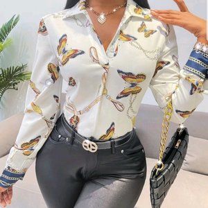 CHIC DOLLZ Butterfly & chain print blouse